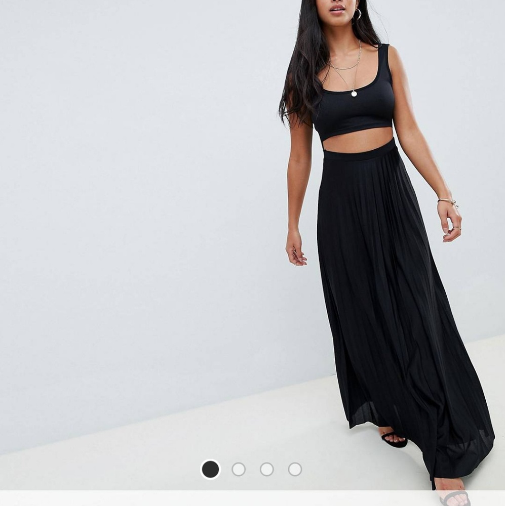 Asos Petite Crop Top Pleated Maxi Dress